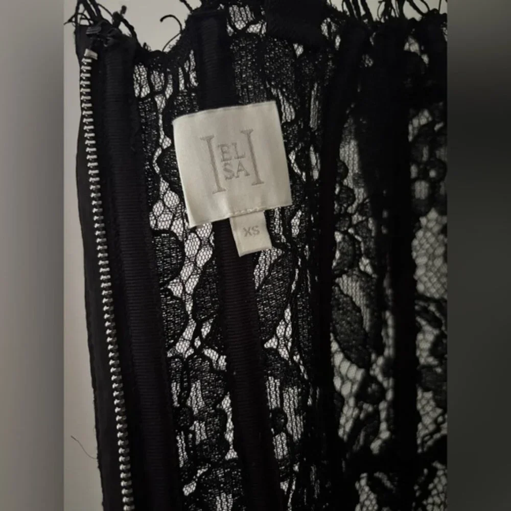 NEW Helsa Lace Column Dress Sheer Bustier Maxi Black | XS - Picture 15 of 16